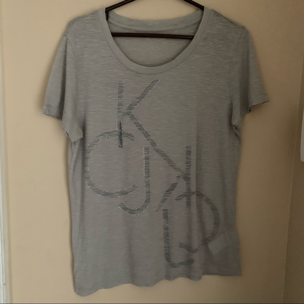 CALVIN KLEIN JEANS Soft Grey Logo Tee Size Large